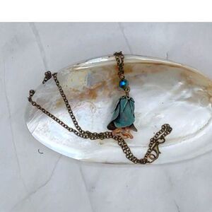 Vintaj leaf necklace and crystal earring set